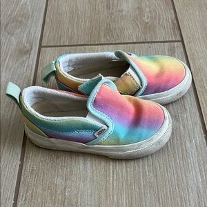 Rainbow Vans for Kids Slip-On Sneakers, size 6.5